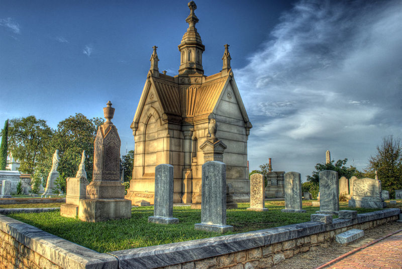 Austell Family Mausoleum surrounded by gravestones