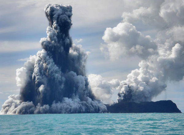 Underwater volcano erupting