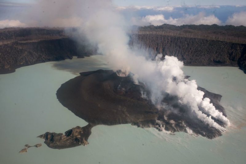 Active volcano off the coast of Vanautu