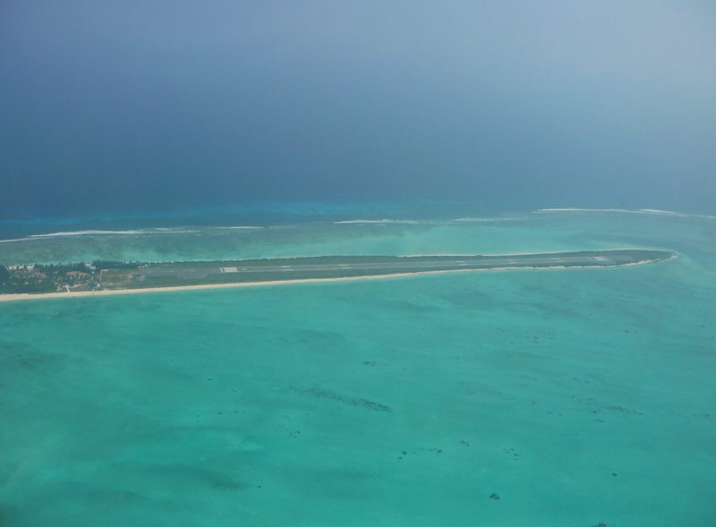 Aerial view of the landing strip at Agatti Airport