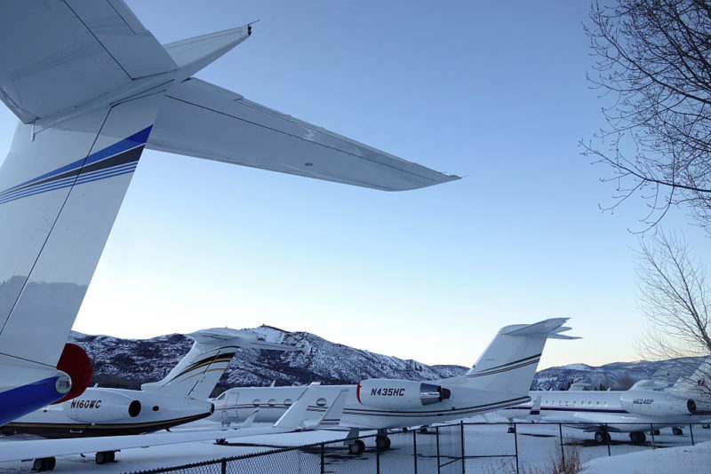 Airplanes parked at Aspen/Pitkin County Airport