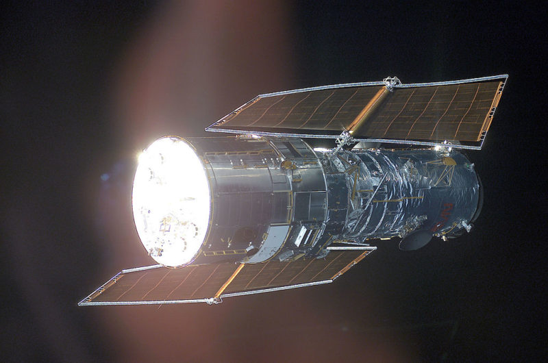 Hubble Space Telescope floating in space