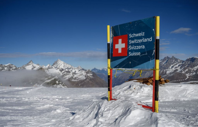 Sign pointing out the Swiss border