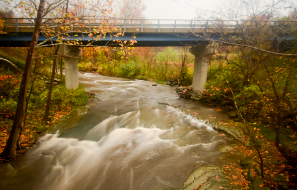 River flowing below a bridge