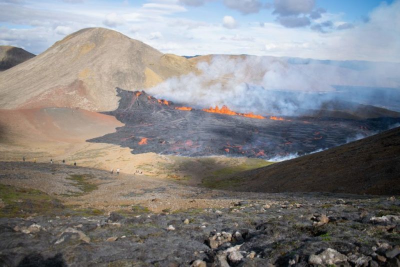 View of the Fagradalsfjall volcanic eruption