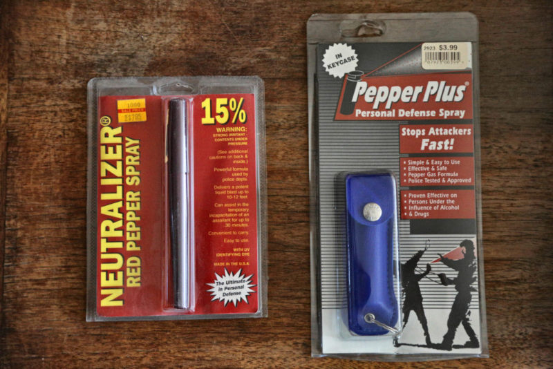 Two types of pepper spray still in their packaging