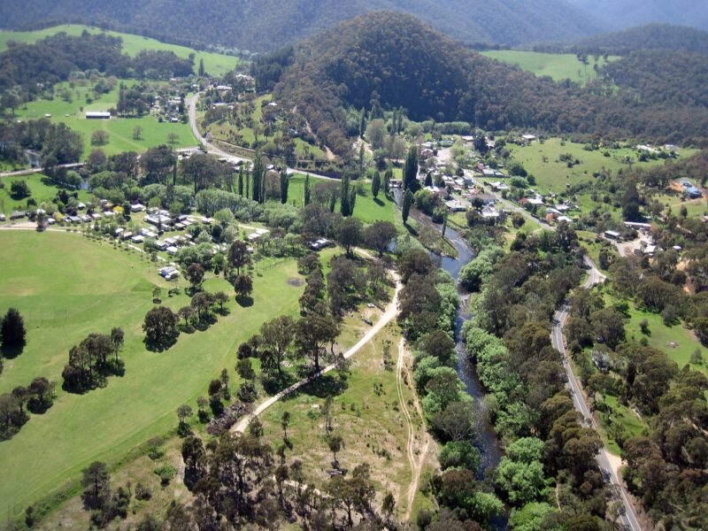 Overhead view of Mitta Mitta