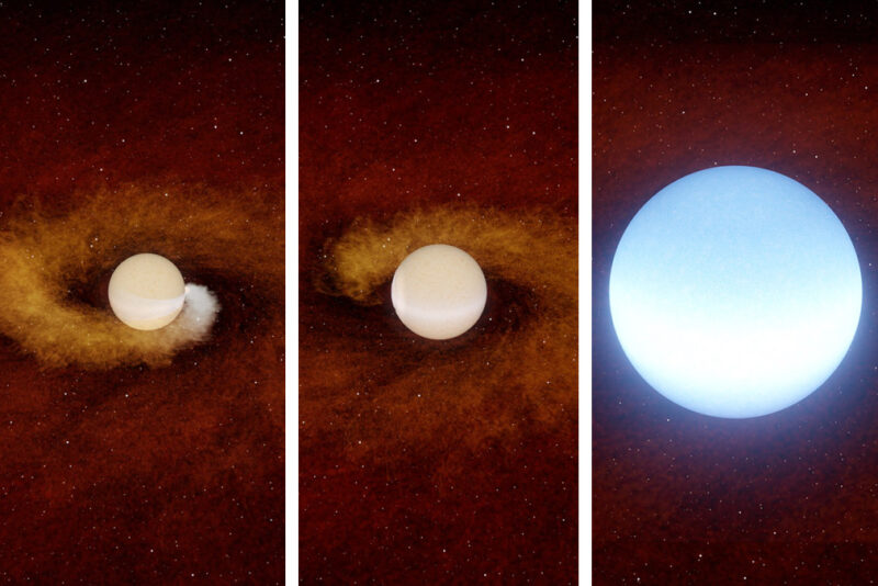 Artist's rendering of a star engulfing a planet