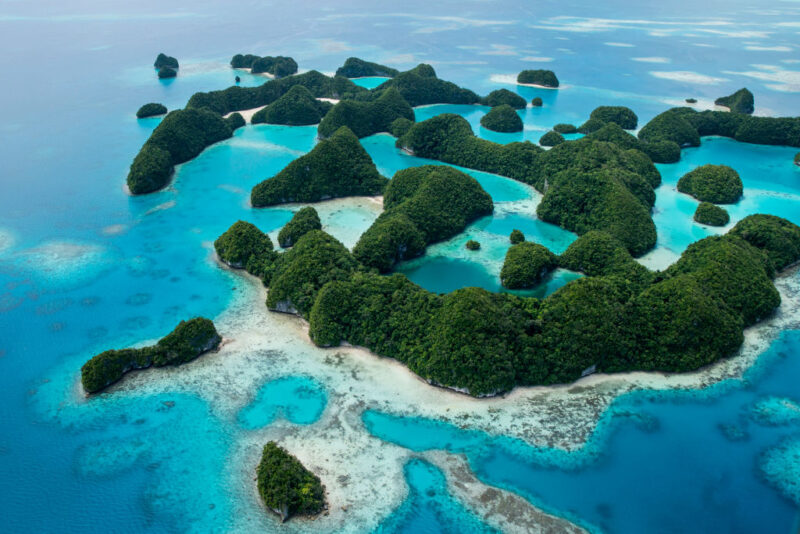 Aerial view of the Rock Islands Southern Lagoon