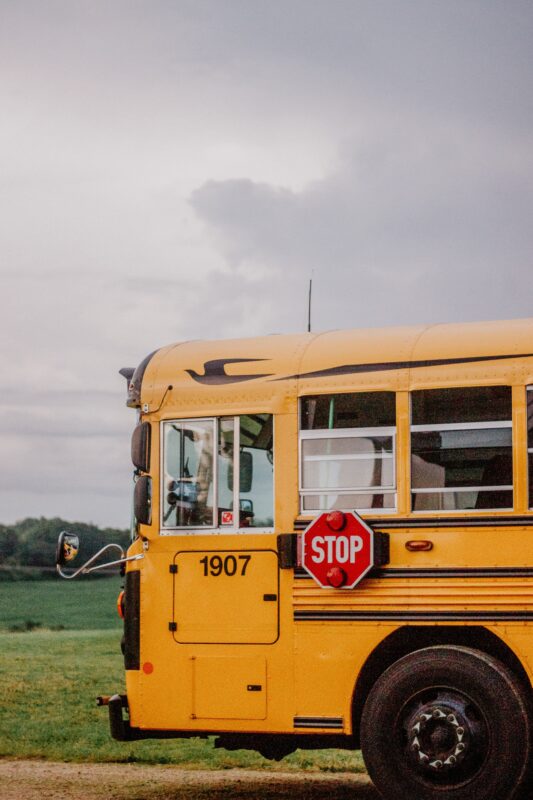 Front end of a school bus